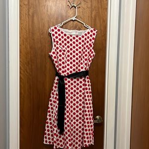 Bboblinedress 1950s retro vibe white dress with red polka-dots Size XL